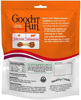 Good ’n’ Fun Chicken Flavored Dumbbells 12 Ounces, Rawhide Snacks for Small Dogs