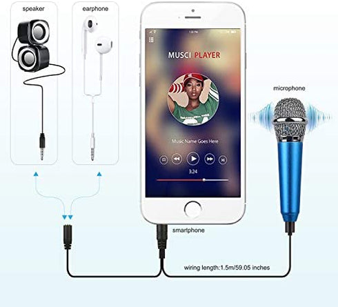 Uniwit Mini Portable Vocal/Instrument Microphone for Mobile Phone Laptop Notebook Apple iPhone Sumsung Android with Holder Clip (Blue)