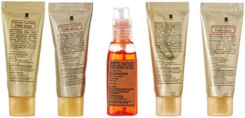 Shahnaz Husain 24 Carat Gold Skin Radiance Timeless Youth Kit with Exfoliating Scrub, Radiance Gel, Moisturizing Cream, and Mask (4 x 10 gm)