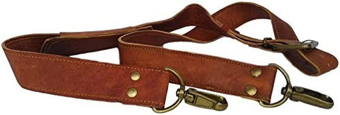 Vintage Couture Leather Adjustable Padded Replacement Shoulder Strap with Metal Swivel Hooks for Messenger, Laptop, Camera, Duffle Bags & More