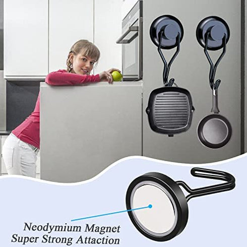 100 LBS Magnetic Hooks Heavy Duty for Hanging BBQ Grill Tools Pot Holders Neodymium Refrigerator Magnet Hanger Hook Swivel Swing Black for Locker Kitchen Classroom Cruise Cabins