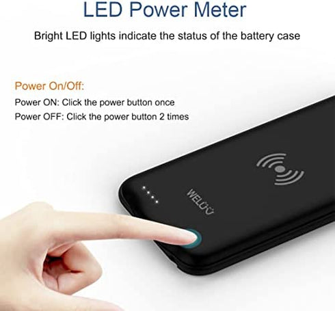 Wireless Battery Case for iPhone SE2 SE 2020 8 7 6s 6 Portable 3200mAh Rechargeable Protective Qi Charging Case Extended Battery Pack Charger Case Black New Version