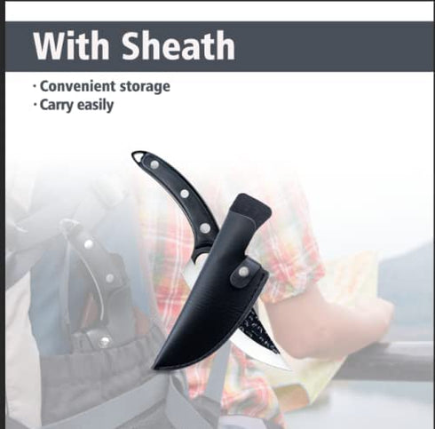 Belnk Butcher Knife 6-Inch High Carbon Stainless Steel Kitchen Chef Knives with Sheath and Gift Box Vking Knife Fillet Meat Cleaver Knives for Home, Camping, BBQ