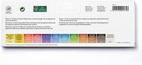 Winsor & Newton 390636 Cotman Water Colour Paint, Set of 12, 8ml Tubes