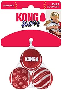 KONG - Squeakair Ball - Dog Toy Premium Squeak Tennis Balls, Gentle on Teeth - For Medium Dogs