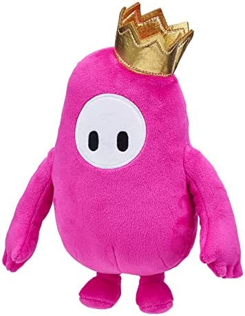 FALL GUYS Moose Toys Original Pink Bean Skin Official Collectable 8" Cuddly Deluxe Plush Toy Featuring The Gold Crown from The Ultimate Knockout Video Game, 5 Series 1 Characters