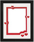 Country Art House Heart & Love Picture Frame - Black Wood Frame with Heart Shaped Double Mat for 4x6 Photo