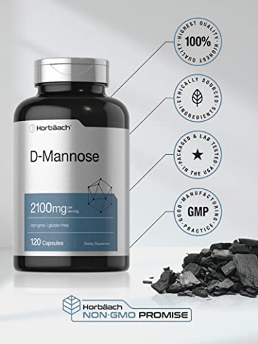 D Mannose Capsules | 2100 mg | Highest Potency | 120 Count | Non-GMO & Gluten Free | by Horbaach