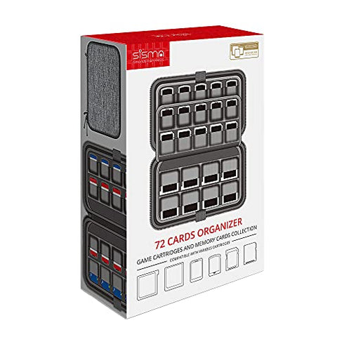 sisma 72 Games Organizer Compatible with Nintendo Game Cartridges, Fits 40 Switch Games and 32 DS 3DS Games, Game Card Holders Grey Storage Case