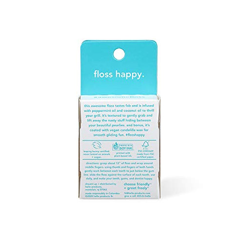 hello Peppermint Floss, Natural Peppermint + Xylitol Infused, Pfas-free Thread, Vegan & Sls Free, 50 Meters, 4 count