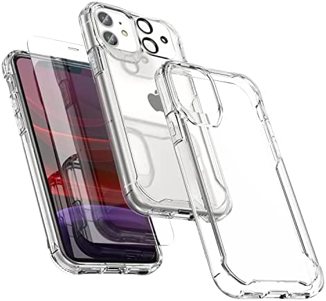 Designed for iPhone 11 Case,ORETech Designed for iPhone 11 Case with 2 x Screen Protector Tempered Glass&1 x Camera Lens Protector for iPhone 11 Transparent Case Cover for iPhone 11 Case-Clear