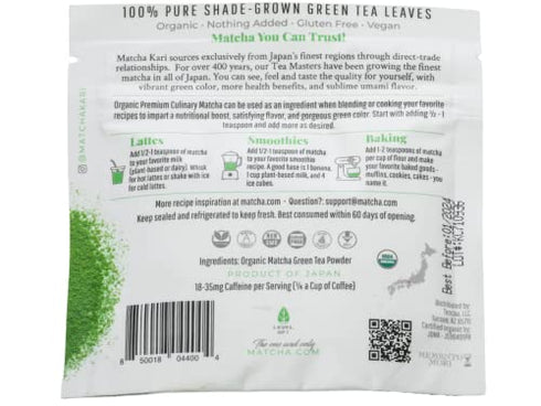 Dr. Weil Matcha Kari - Organic Matcha Green Tea Powder - 30 grams - Japanese Culinary Grade Matcha