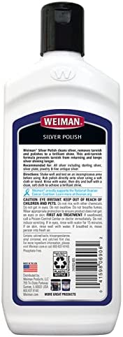Weiman Silver Cleaner and Polish - 8 Ounce with Polishing Cloth - Ammonia Free - Polish Silver Jewelry Sterling Silver Antique Silver Gold Brass Copper and Aluminum