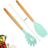 Silicone Spatula Set Pasta Spoon Cooking Utensils Set for Nonstick Cookware Pioneer Natural Wooden Handle Utensils Gift for Woman Mom Family(Mint Green)