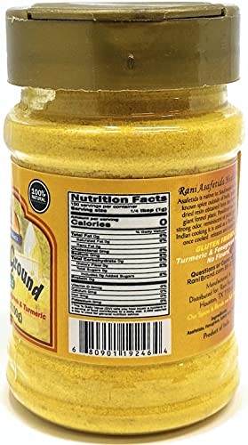 Rani Asafetida (Hing) Ground Health Blend w/ Fenugreek and Turmeric 3.5oz (100g), PET Jar ~ Gluten Friendly | Salt Free | Vegan | Non-GMO | Asafoetida Indian Spice | Best for Onion Garlic Substitute