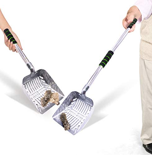 SunGrow Long Handle Cat Litter Scoop, 32”, Non-Stick Aluminum Scoop with Rubber Handle, Wide Scoop