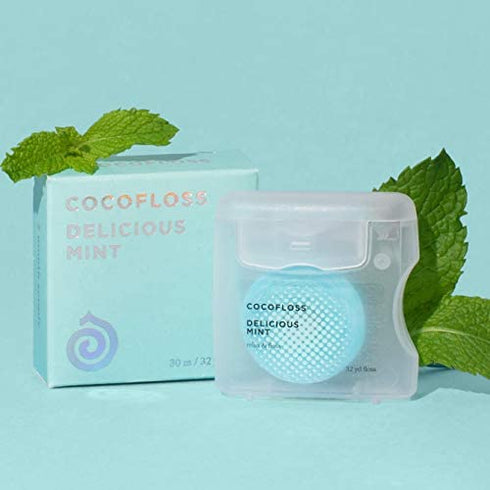 COCOFLOSS Coconut-Oil Infused Woven Dental Floss | Delicious Mint Single | Dentist-Designed | Vegan and Cruelty-Free | 2-Month Supply (32 Yds x 1 Unit)