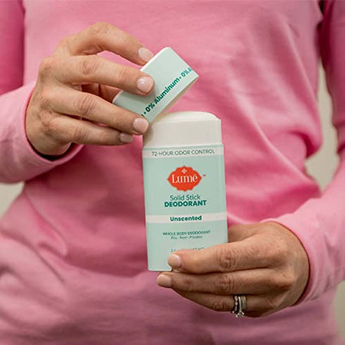 Lume Solid Deodorant Stick - Whole Body Deodorant - Aluminum-Free, Baking Soda-Free, Hypoallergenic, Safe For Sensitive Skin - 2.6 Ounce Solid Stick (Unscented)