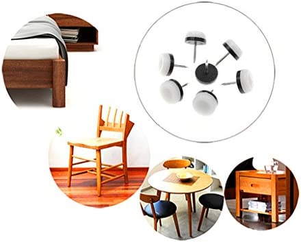 40pcs Thickened Furniture Glide,Nail-on Nylon Slider Pad Floor Protector for Wooden Leg Feet of Chair Table Sofa(?28mm or 1.1",White)