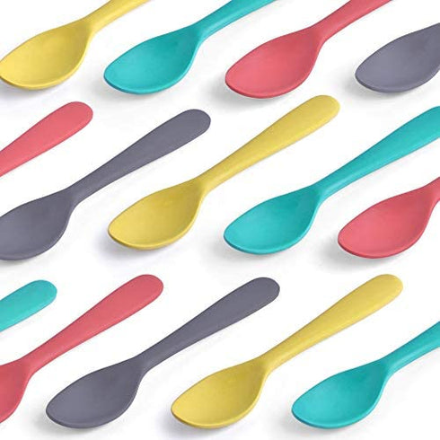 GET FRESH Bamboo Kids Spoons Set – 4-pack Colorful Bamboo Kids Cutlery for Everyday Use – Reusable Bamboo Fiber Kids Spoons for Daily Mealtime – Large Bamboo Utensils for Toddlers and School Children