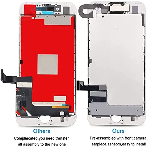 Mobkitfp for iPhone 7 Screen Replacement White with Camera+Sensors+Earpiece Full Assembly 4.7 inch LCD Screen 3D Touch Display Digitizer for A1660,A1778,A1779 with Repair Tools+Adhesive Seal