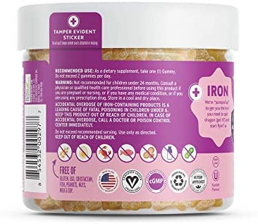 Vitamin Friends Iron Multivitamin for Kids - Vegan (60 Day Supply) Ferrous Fumarate with B-Complex, Vitamin C, Zinc, Biotin - Iron Gummies Support Kids Body Function Iron Levels & Anemia