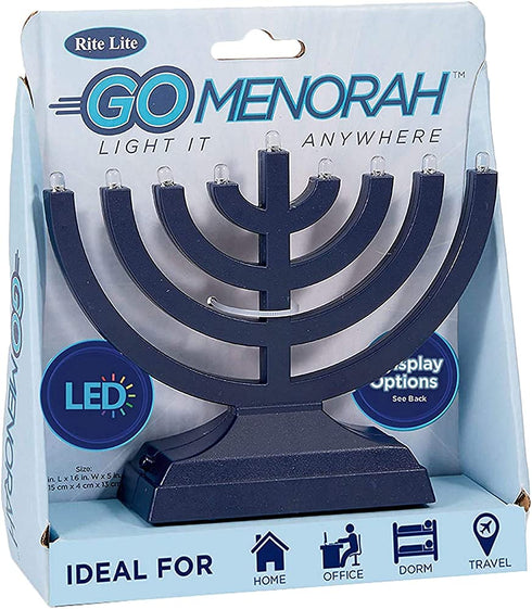 Rite Lite Go Electric LED Chanukah Menorah, 9x2x7, Blue - Bright Hanukkah Electric Menorah