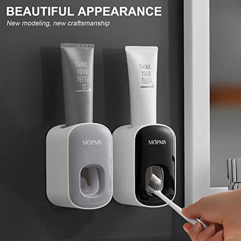 MOPMS Toothpaste Dispenser Wall Mounted for Bathroom Automatic Toothpaste Squeezer for Kids and Adult (Black-1Pcs)