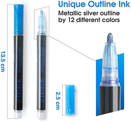 Super Squiggles Outline Markers Set - 12 Color outline Markers, Super Squiggles Markers, Supersquiggles Set for Art, Drawing
