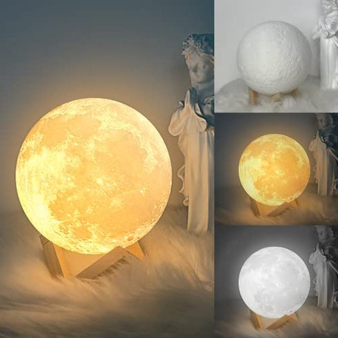Balkwan Moon Lamp 4.7 inches 3D Printing Moon Light uses Dimmable and Touch Control Design,Romantic Funny Birthday Gifts for Women ,Men,Kids,Child and Baby. Rustic Home Decor Rechargeable Night Light