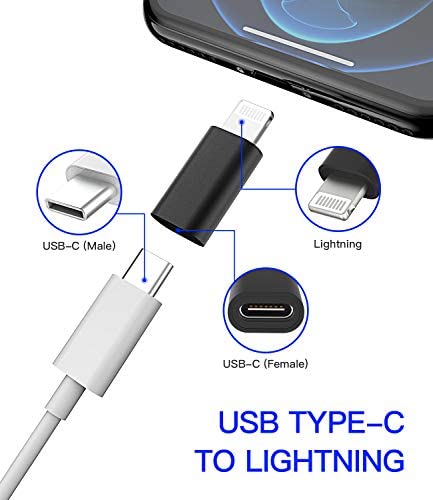 4Pack,USB C Female to Lightning Male Adapter,USB-C to Lightning Adapter,Lightning to USB C,Type C Cable Charger Adaptor for Apple iPhone 12 11 Mini PRO MAX XS XR X SE2 7 8Plus Ipad AIR USBC Charging
