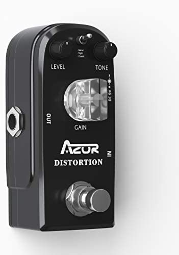 AZOR Distortion Guitar Pedal Effect 3 Modes Natural, Tight, Classic Mini Pedal for Electric Guitar True Bypass