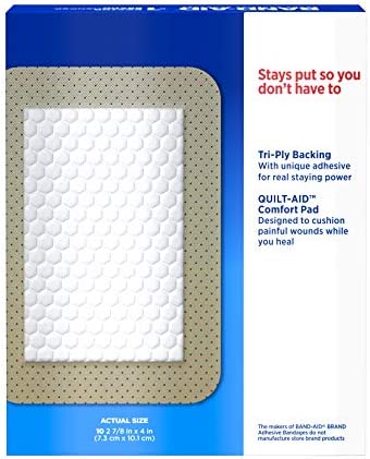 Band-Aid Brand Tru-Stay Adhesive Pads, Large Sterile Adhesive Bandages for First Aid Wound Care and Protection of Minor Cuts, Scrapes & Burns, Lightweight, Breathable, Large Size, 10 ct