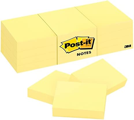 Post-it Mini Notes, 1.5x2 in, 12 Pads, America's #1 Favorite Sticky Notes, Canary Yellow, Clean Removal, Recyclable (653)