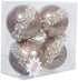Rose Gold Pearl Wrapped Ball Ornaments Christmas Tree Decoration 4 Ct