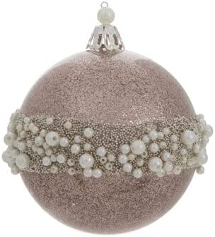 Rose Gold Pearl Wrapped Ball Ornaments Christmas Tree Decoration 4 Ct