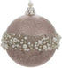 Rose Gold Pearl Wrapped Ball Ornaments Christmas Tree Decoration 4 Ct