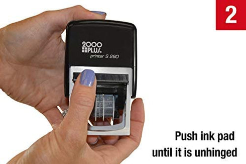 2000 PLUS 4-in-1 Self-Inking E-Message Date Stamp, 1-7/8" x 3/16" Impression, Blue and Red Ink (011098)