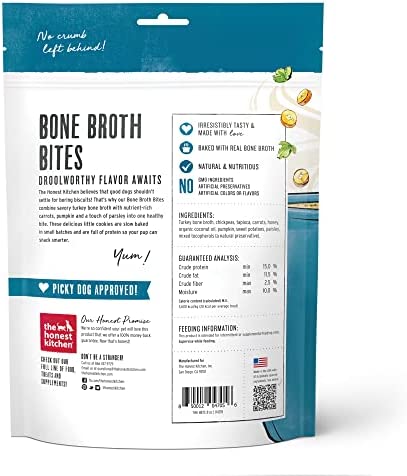 The Honest Kitchen Bone Broth Bites: Roasted With Turkey Bone Broth & Pumpkin, 8 Oz Bag