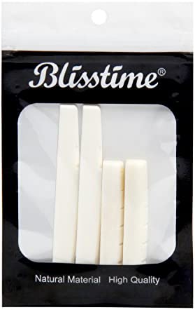 For a Left Handed Guitar - 2 Sets 4pcs 6 String Acoustic Guitar Bone Bridge Saddle and Nut Made of Real Bone by Blisstime