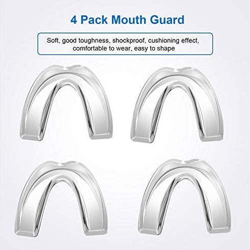 Kids Mouth Guard for Grinding Teeth, Pack of 4 Night sleep Teeth Guards, Eliminates TMJ & Teeth Clenching, Stops Bruxism, Teeth Whitening Tray , Sport Athletic Mouth Guard (kid Size only fit for kids)