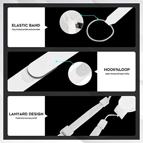 (1 Pair) Orzero Adjustable Hand Grip Straps Accessories for Quest 2 VR Gaming Headset Controller, Handle Dropping Prevention - White