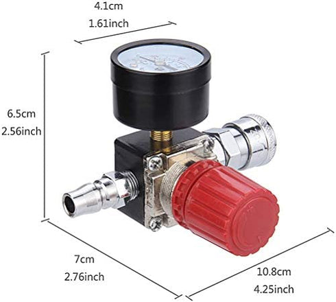 Preciva Air Compressor Pressure Regulator with Dial Gauge, 0-175 PSI Air Gauge for Air Compressor and Air Tools (Four Way Valve)