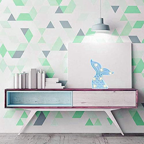 Cute Mermaid Tail Night Light, Mermaid Party Supplies Kids Mermaid Lamp,Table Decoration or Wall Decoration Battery Power, for Living Rooms, Bedrooms, Boy and Girls Birthday Decor-Blue