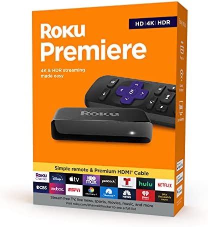 Roku Premiere | HD/4K/HDR Streaming Media Player, Simple Remote and Premium HDMI Cable, Black