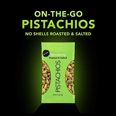 Wonderful Pistachios, No Shells, Roasted and Salted, 2.5 Ounce Bag
