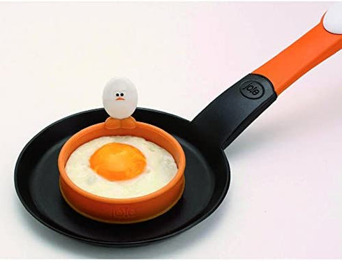 MSC International Joie Eggy 3.5" Non-Stick Silicone Compact Egg Ring with Folding Handle, Orange