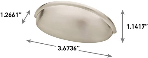 Franklin Brass Brushed Nickel Bin Cup Pull, Cabinet Handles and Drawer Pulls for Kitchen Cabinets and Dresser Drawers, 3 Inch (76mm), 10-Pack, P34702K-SN-B, Cabinet Hardware