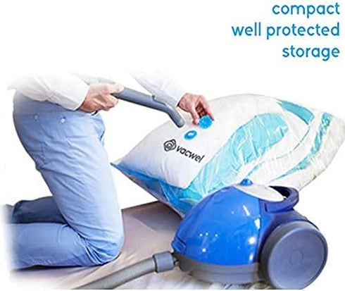 Vacwel Large Vacuum Storage Bags for Clothes, Ziplock Space Saver Compression Bags to Shrink Clothes, Cushions, Pillows for Safe Storage - Large Clothing Space Bag Size: 32 x 21 inch (Large 7-Pack)