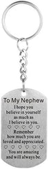 FALOGIJE To My Nephew Dog Tag Necklace from Aunt Uncle Best Birthday Keychain Gifts
